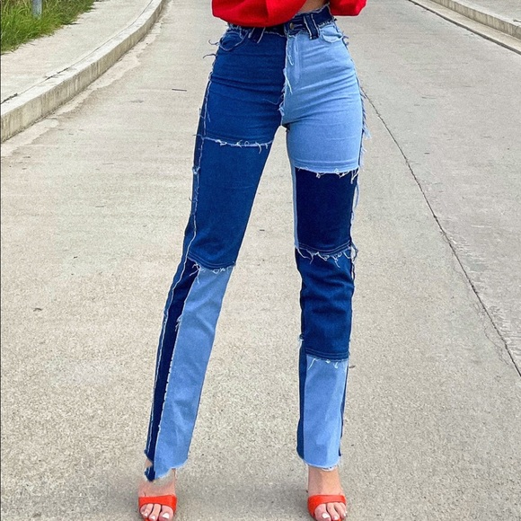 Fashion Nova Patchwork Jeans NWT - Picture 4 of 4